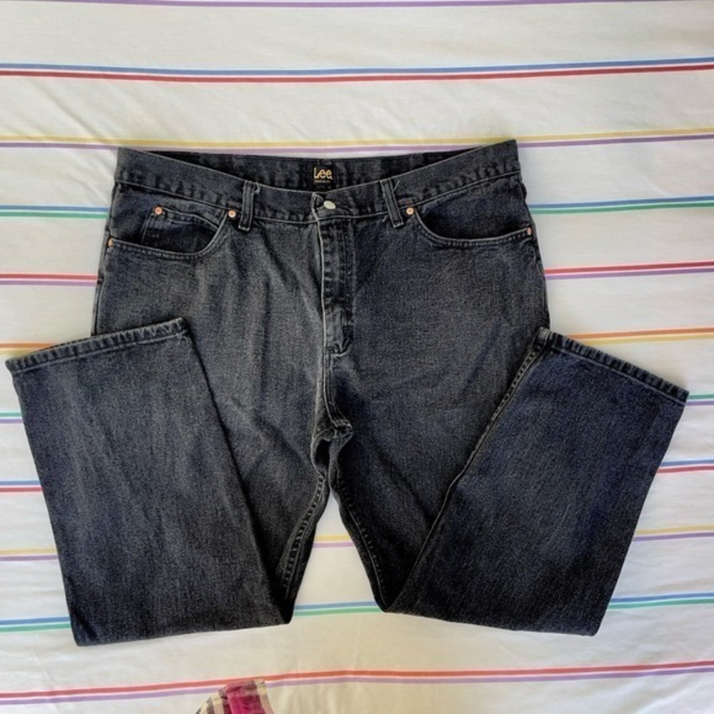 Men's‎ Black Lee Jeans Regular Fit, 100% cotton Straight Leg 42x30 - 2008908